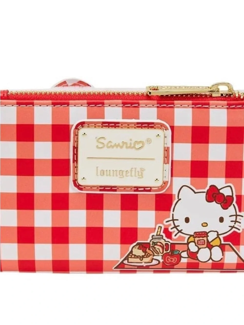 Loungefly Hello Kitty White Faux Fur Wallet with Red Gingham Bow Accent❤️❤️❤️❤️